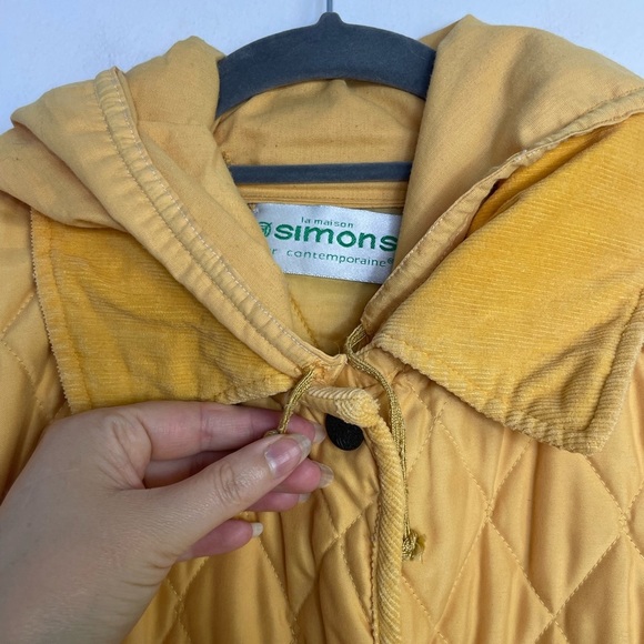 VINTAGE Simons quilted corduroy collar yellow jacket - Picture 5 of 13